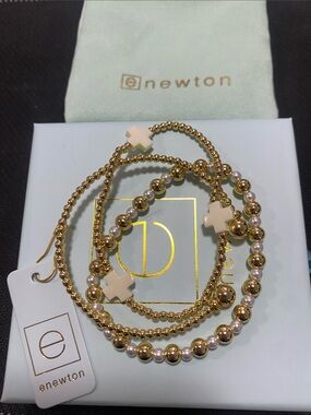 enewton Gold and Cream Cross Bead Bracelet Set
